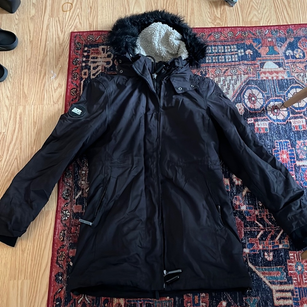 Super dry JPN tall black parka